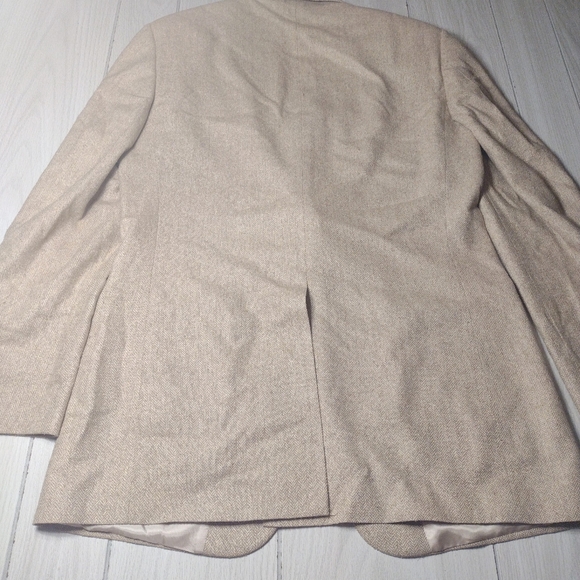 JOHN ASHFORD 3 Button Herringbone Blazer/Sport Coat-Beige-Silk-SZ 40L-NWT - Picture 3 of 15